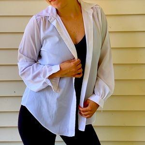 Vintage White Collared Button-Up Blouse by Nordstrom